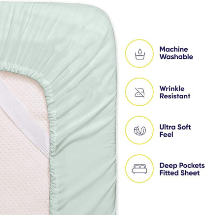 Sweet Home Collection 6 Piece 1500 Supreme Collection Brushed Microfiber Deep Pocket Sheet Set-2 Extra Pillow Cases, Great Value, Rv Short Queen, Mint