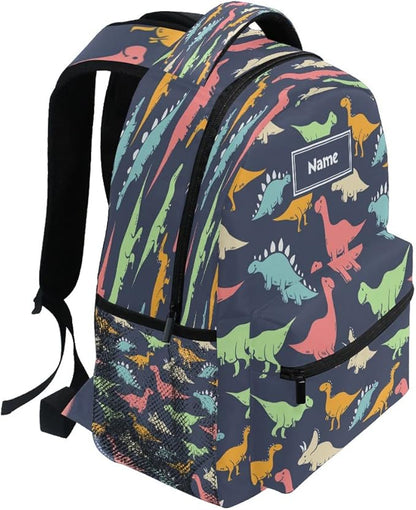 Custom Children's Name School Backpack Personalized Schoolbag Colorful DinosaurTravel Bag for Teens Girls Boys