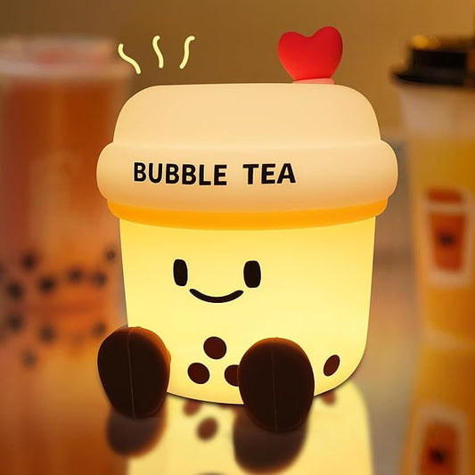 Boba Tea Gifts for Milk Tea Lovers, Cute Bubble Tea Night Light, Boba Tea Silicone Nursery Lamp with Dimming and Timing Function, Cute Room Decor Lights for Kids Girl Women Xmas Gifts