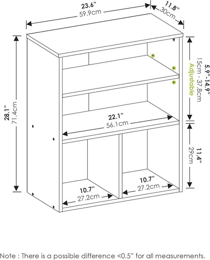 Furinno Pasir 3 Tier Display Bookcase, Black Oak