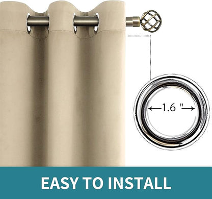 BGment Room Darkening Curtains 72 Inches Long - Grommet Thermal Insulated Drapes Window Treatment Curtains for Bedroom, 2 Panels, 52 x 72 Inch, Beige
