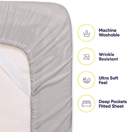 Queen Sheets Silver - 6 Piece 1500 Supreme Collection Fine Brushed Microfiber Deep Pocket Queen Sheet Set Bedding - 2 Extra Pillow Cases, Great Value, Queen, Silver