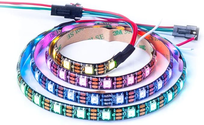 BTF-LIGHTING WS2812B RGB ECO LED Strip, Chasing Effects 5050SMD Individually Addressable 3.3FT 60Pixels/m Flexible Dream Color IP65 for Bedroom DIY Projects DC5V(No Adapter or Controller)