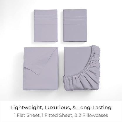 Mellanni Full Sheets Set - 4 PC Iconic Collection Bedding - Hotel Luxury, Extra Soft, Cooling Bed Sheets - Wrinkle, Fade, Stain Resistant (Full, Lavender)