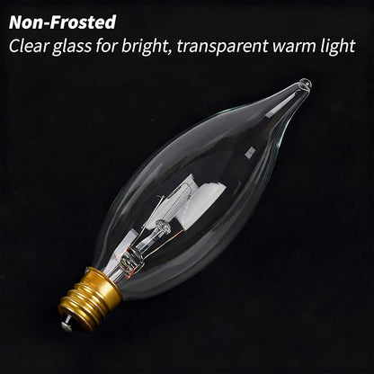 E12 Candle Light Bulbs 60W, Warm White 2700K Dimmable Chandelier Light Bulbs for Ceiling Fan or Pendants, CA10 Clear Candelabra Gold Base Bulbs, 20 Pack