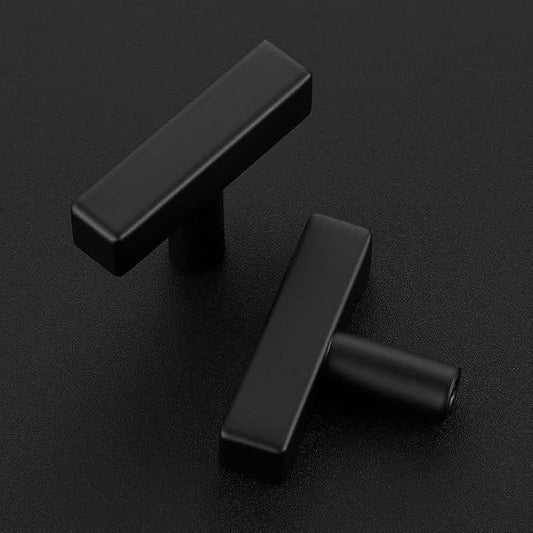 1 Pack Black Cabinet Knobs - Sqaure Bar Cabinet Pulls Matte Black Knobs for Kitchen Drawer Stainless Steel Dresser Pulls for Kitchen Hardware 2in Length Single Hole