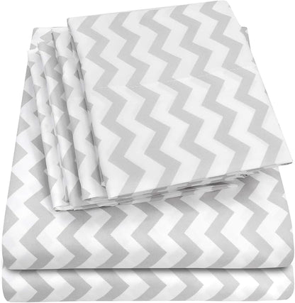Queen Sheets Chevron Grey- 6 Piece 1500 Supreme Collection Fine Brushed Microfiber Deep Pocket Queen Sheet Set Bedding - 2 Extra Pillow Cases, Great Value, Queen, Chevron Gray