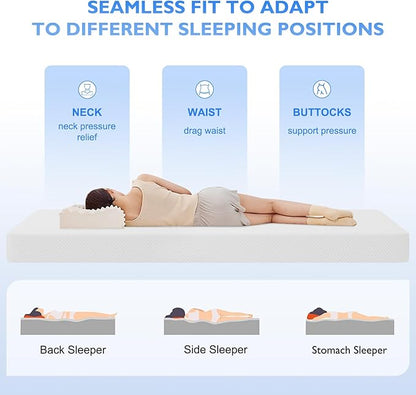 PayLessHere 8 Inch Gel Memory Foam Mattress Medium Firm Mattresses CertiPUR-US Certified Bed-in-a-Box Pressure Relieving Twin XL Size,Fiberglass Free，White