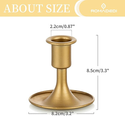 Candlestick Holders Taper Candle Holders, Romadedi Gold Candle Stick Candle Holder for Table Centerpiece, Wedding Reception, Festive Christmas Mantel Decoration or Home Decor, Set of 12
