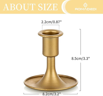 Candlestick Holders Taper Candle Holders, Romadedi Gold Candle Stick Candle Holder for Table Centerpiece, Wedding Reception, Festive Christmas Mantel Decoration or Home Decor, Set of 6