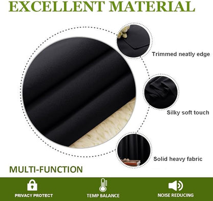 NICETOWN Room Separating Divider Curtain Screen Partition, Function Thermal Blackout Noise Reducing Curtain, Sliding Door Insulated Drape for Patio, Black, 8.3ft Wide x 9ft Long