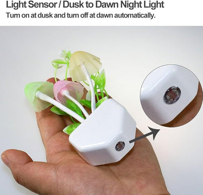 AUSAYE 2 Pack LED Sensor Night Light Plug-in NightLight Color Changing Lamp Mushroom Decor, Mini Cute Night Lights for Kids Adults Bedroom,Toilet, Bathroom, Stairs, Kitchen, Hallway