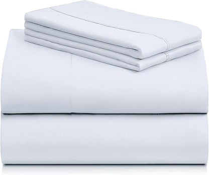LuxClub 4 PC Sheet Set Bed Sheets Deep Pockets 16" Eco Friendly Wrinkle Free Cooling Machine Washable Hotel Bedding Silky Soft - Baby Blue King
