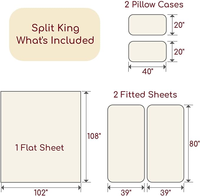 Mellanni Split King Sheets Set - 5 PC Iconic Collection Bedding - Hotel Luxury, Extra Soft, Cooling Bed Sheets - Wrinkle, Fade, Stain Resistant (Split King, Blush Pink)