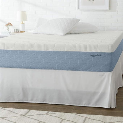 Amazon Basics Memory Foam Mattress, Medium Firm, Cooling Gel, Queen Size Mattress, CertiPUR-US® Certified Foam, 80 x 60 x 12 inches, White/Gray