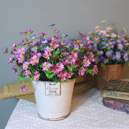 Artificial Flowers for Outdoors Colorful Daisy 20 Bundles Faux Plant Outdoor Spring Summer Decor Realistic Fake Plants Outside for Planters Front Porch Backyard Decor (20 Bundles 5 Colors)