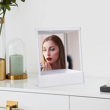 FRCOLOR Non Reversing Mirror Fine Cosmetic Makeup Standing Vanity Mirror Small Travel Home Desktop Tabletop Mirror