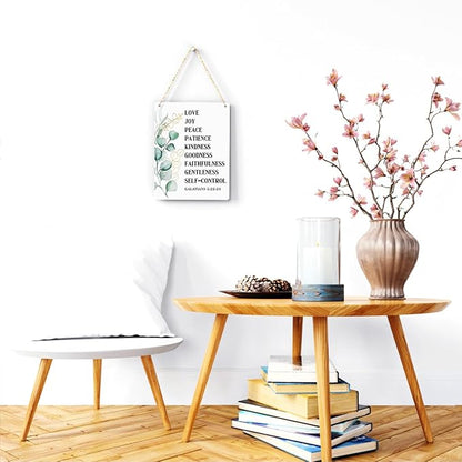 Christian Wall Decor Galatians 5:22-23 Fruit Of The Spirit Decor Wooden Hanging Sign Christian Sign Farmhouse Sign Wooden Sign for Living Room Decorative Christian Bible Verse Wall Art 8x10 Inches