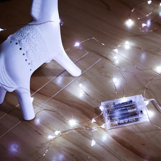 Led Fairy Lights Battery Operated, 2 Packs Mini Battery Powered Copper Wire Starry Fairy Lights for Bedroom, Christmas, Parties, Wedding, Centerpiece, Decoration (5m/16ft Cool White)