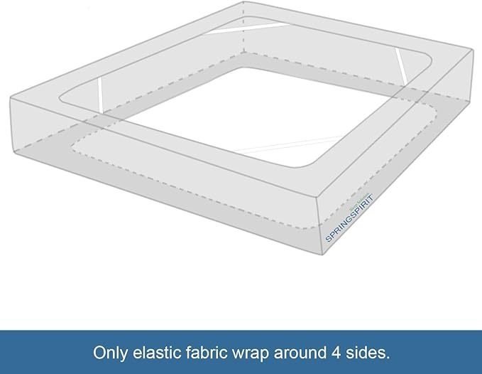 Box Spring Cover Queen Size with Smooth and Elastic Woven Material, Only Covers Sides, Alternates for Bed Skirt, Wrinkle & Fading Resistant, Washable, Dustproof, White