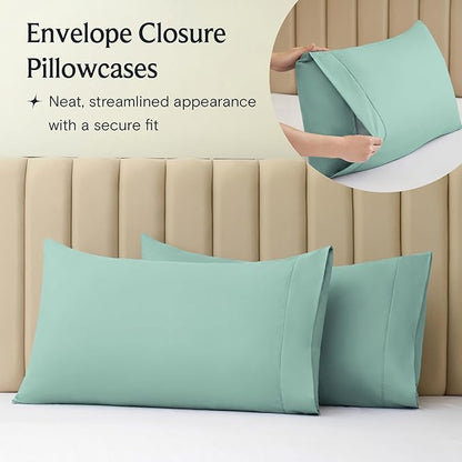 LuxClub 3 PC Sheet Bed Sheets Deep Pockets Wrinkle Free-Kids-Fitted Sheets Machine Washable Hotel Bedding Silky Soft - Light Teal Twin