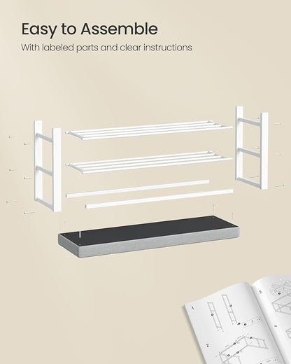 SONGMICS Shoe Bench, Storage Bench, Entryway Bench with Cushion, Shoe Shelf with Seat, Space-Saving, Modern Style, for Living Room, Bedroom, Hallway, Dove Gray and Cloud White ULBS579W01