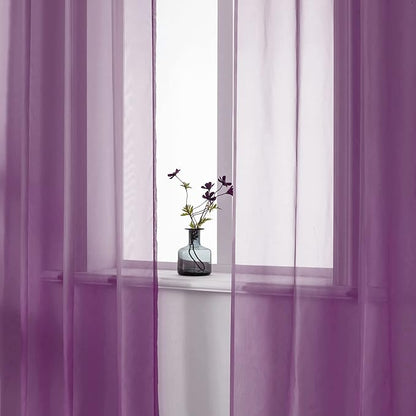 45 Inch Length Purple Short Sheer Curtains for Kitchen Small Windows Set of 2 Panels Grommet Window Semi Voile Drapes Purple Sheer Curtains for Living Room Kids Decor Dark Royal Purple 52x45 Long