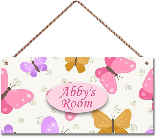 Personalized Butterfly Sign Wall Decor For Girls Room Kids Room Colorful Decoration Nursery Decor Party Decorations For Little Man Cave Flowers Theme Wall Art Decor For Boys Room