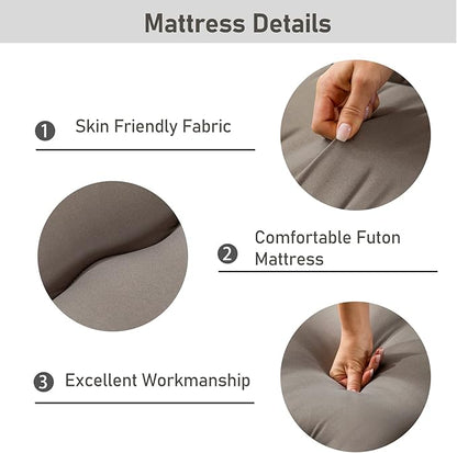 MAXYOYO Cot Japanese Floor Futon Mattress, Single Size Tatami Mat Sleeping Pad Foldable Roll Up Boys Girls Narrow Mattress Kids Lounger Pillow Bed