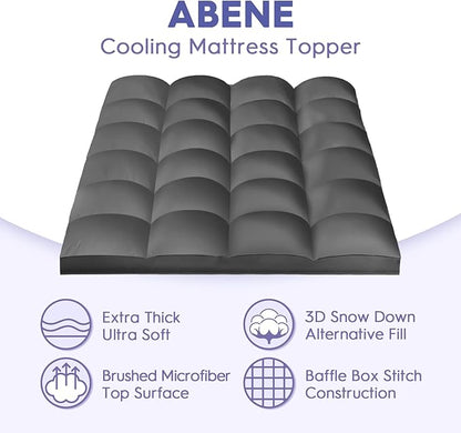 ABENE Mattress Topper for Back Pain Relief, Extra Thick Mattress Pad Pillowtop, Soft Mattress Protector Cover with 8"-21" Deep Pocket, Overfilled Down Alternative Filling (Gray, Short Queen)