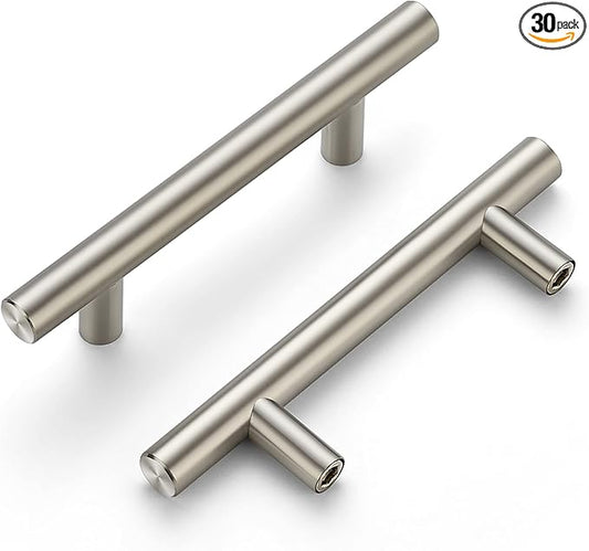 Ravinte 30 Pack | 5'' Cabinet Pulls Satin Nickel Stainless Steel Kitchen Drawer Pulls Cupboard Pulls Brushed Nickel Cabinet Handles 5”Length with 3” Hole Center