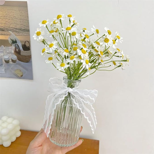 Small White Daisy Flowers Artificial,2 Bouquet/12Pcs 10 Inch Fake Daisies,Spring Wild Flower for Party Decor (Vase Not Inclouded)