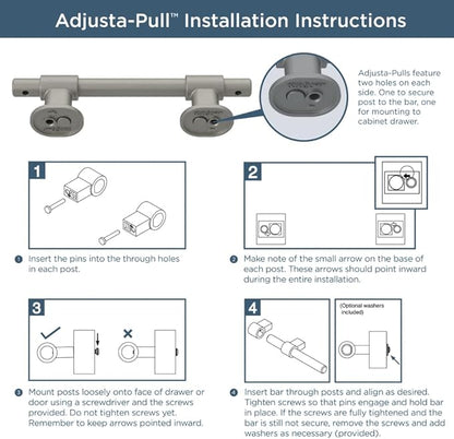 Franklin Brass Adjusta-Pull (10-Pack) Adjustable Drawer Pulls | Fits 1-3/8 to 6-5/16 Inch Hole Centers | Satin Nickel Cabinet Handles| Francisco P44365-SNM-B2