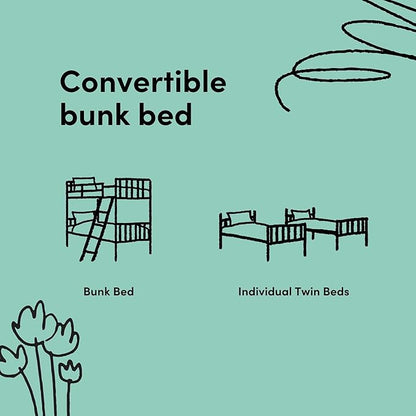 Storkcraft Caribou Bunk Bed Twin Over Twin Bunk Bed (White with Natural) - GREENGUARD Gold Certified, Converts to 2 Individual Beds