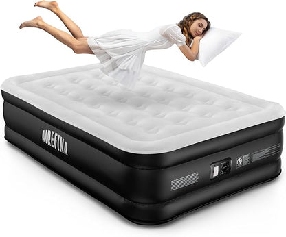 Airefina Air Mattress Full with Built in Pump, 18" Comfort Blow Up Mattress Quick Inflation/Deflation, Inflatable Mattress with Carrying Bag Portable for Guest Home Full Size Colchones Inflables