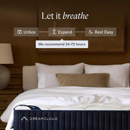 DreamCloud Ultra 15" California King Mattress - Luxury Hybrid Gel Memory Foam - 365 Night Trial - Fiberglass Free - Forever Warranty - Mattress in a Box - CertiPUR-US® Certified