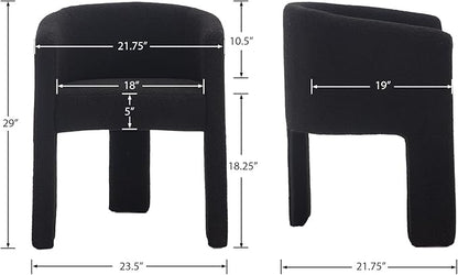 Modern Sherpa Barrel Dining Chairs Set of 4, Upholstered Boucle Accent Chairs With Arms, Comfy Makeup Vanity Seating for Dining, Living Room, Kitchen - Black