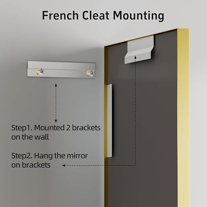 16x24 inch Gold Bathroom Mirrors for Over Sink, Metal Framed Wall Rectangle Mirror, Small Modern Bathroom Vanity Mirror, HD Tempered Glass Wall Mirror(Horizontal/Vertical)