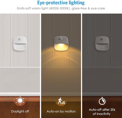 AMIR Upgraded Motion Sensor Light Indoor, Stair Lights Battery Operated, Cordless Stick-On LED Night Light for Closet, Hallway, Bathroom, Kitchen, Cabinet, Energy Efficient (Warm White - Pack of 3)
