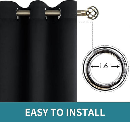 BGment Black Blackout Curtains for Living Room - Grommet Thermal Insulated Room Darkening Energy Saving Curtains for Bedroom, Set of 2 Panels, 42 x 84 Inch