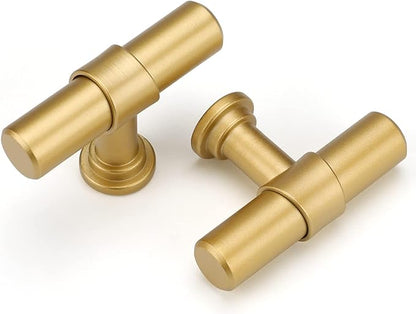 LONTAN 100 Pack Gold Cabinet Knobs Matte Gold Kitchen Cabinet Knobs for Dresser Drawers Brushed Gold T-bar Hardware for Dresser Bathroom