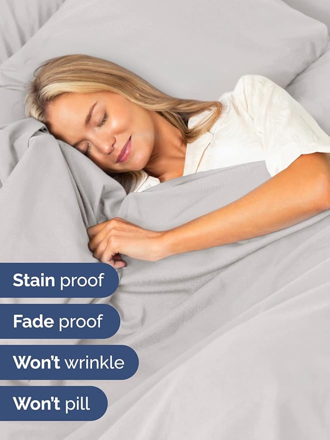 Extra Deep Queen Sheet Set - 6 Piece Breathable and Cooling Sheets - Hotel Luxury Bed Sheets Set - Easy Fit - Soft, Wrinkle Free and Comfy Sheets Set - French Grey Sheet Set with Extra Deep Pockets