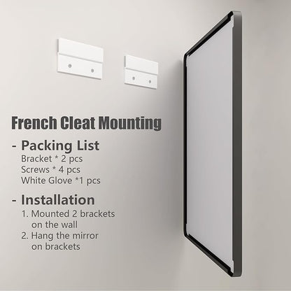 CHAMROR 24x32 Inch Black Metal Framed Bathrrom Mirror for Wall, Black Rounded Rectangle Mirror, Matte Black Bathroom Vanity Mirror, Anti-Rust, Tempered Glass, Hangs Horizontally or Vertically