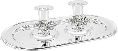 The Dreidel Company Shabbat Candlesticks Candle Holders Silver Plated, 2 Candlesticks Set (4 Sets)