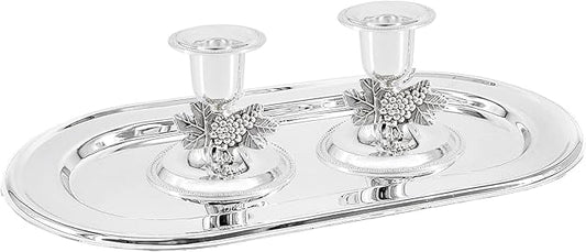 The Dreidel Company Shabbat Candlesticks Candle Holders Silver Plated, 2 Candlesticks Set (2 Sets)