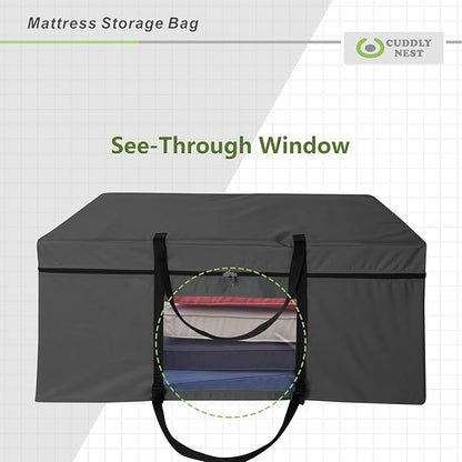 Cuddly Nest Folding Mattress Storage Bag - Heavy Duty Carry Case for Tri-Fold Guest Bed (Fits 6" Full Mattress,Black)
