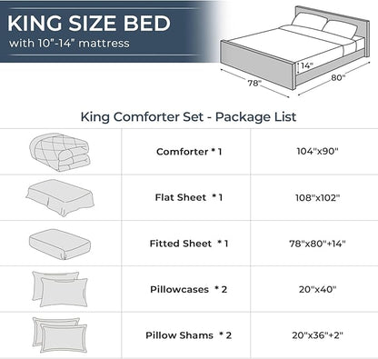 HEVUMYI Brown King Comforter Set - 7-Piece All Season Bed in a Bag King, Ultra Soft Bedding Set with Comforter, Flat Sheet, Fitted Sheet, Pillowcases, Pillow Shams