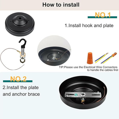 Light Canopy Kit, 5IN Chandelier Kit with Hook, Matte Black Ceiling Metal Canopy for Pendant Light, Grow Light, Plant, Max Load 33LBS