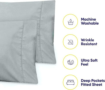 Twin Size Bed Sheets - 4 Piece 1500 Supreme Collection Fine Brushed Microfiber Deep Pocket Twin Sheet Set Bedding - 1 EXTRA PILLOW CASES, GREAT VALUE, Twin, Porclain Blue