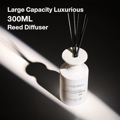 M&SENSE Minimalist Large Reed Diffuser 300ml, Puffy Cloud Dream Scented with Natural Essential Oils, Long Lasting with 7 Sticks, Non-Toxic Home Fragrance for Bedroom, Bathroom Decor